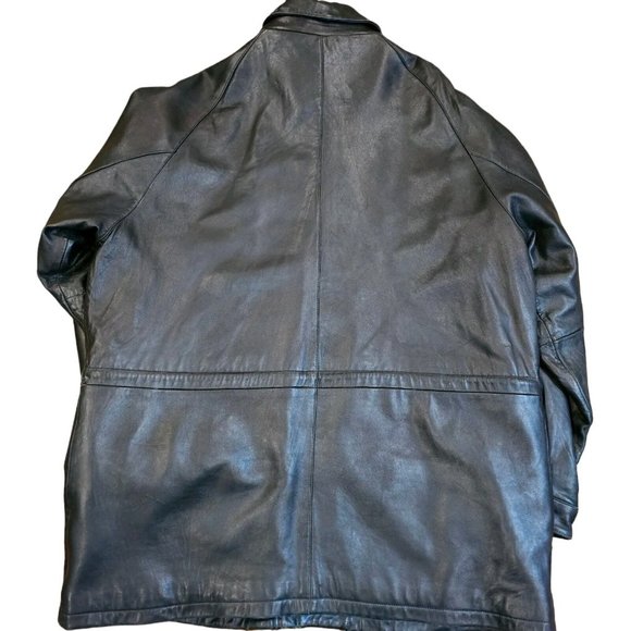 Marc New York Andrew Mark Black Leather Coat XL Zipup Patch Pockets Heavy - Picture 4 of 15